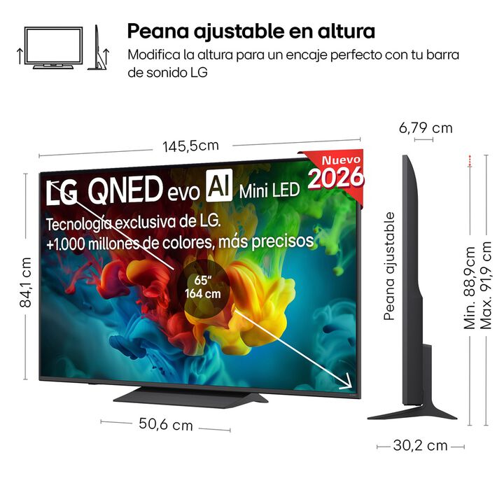 Smart TV LG QNED evo MiniLED AI QNED83 65 pulgadas 4K 2026