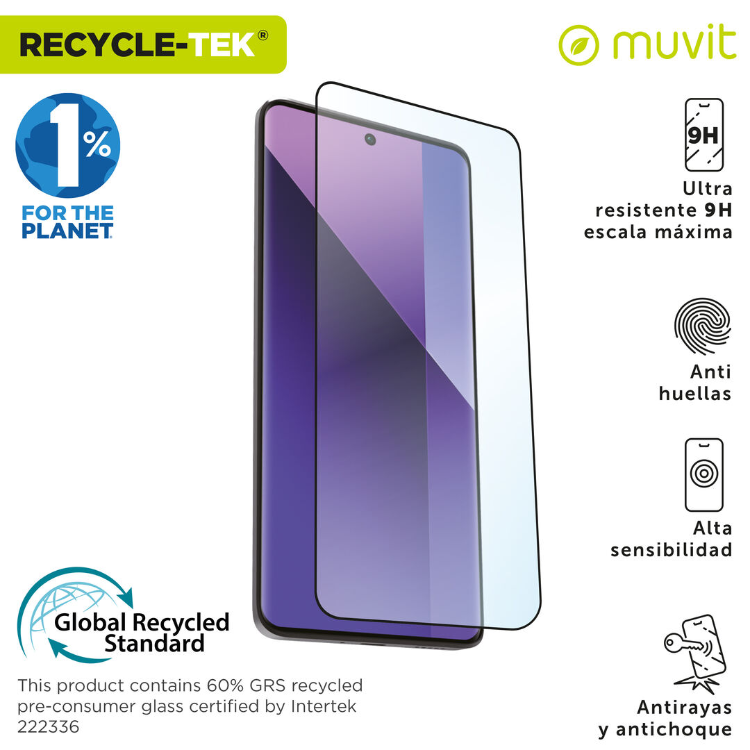 ¡Cuida tu dispositivo y contribuye a cuidar el planeta! Nuestro protector de pantalla eco responsable muvit for change, aporta protección extra a la pantalla de tu Smartphone sin perder la sensibilidad al tacto. De alta resistencia a impactos y arañazos con una dureza de 9H (máxima escala), evitará la rotura de tu pantalla ante un golpe o caída. Su tratamiento oleo fóbico, repele agua, grasa y suciedad. En muvit for change nos comprometemos a donar el 1% de los ingresos para el planeta*.