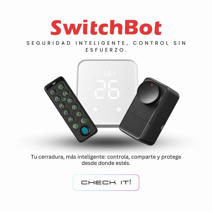 Control remoto y voz. Teclado t&aacute;ctil sin llave.  Reconocimiento biom&eacute;trico de huellas (banco sueco), admite contrase&ntilde;a y tarjeta SwitchBot. Almacena huellas de toda la familia.