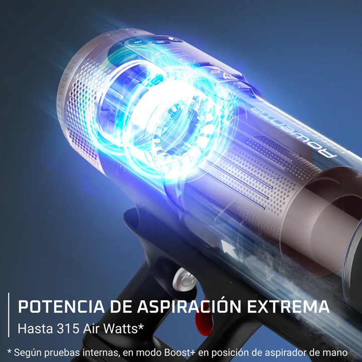 Aspiradora escoba sin cable, aspiraci&oacute;n extrema, 315 AW, gran autonom&iacute;a, con luces led, ligera y flexible
