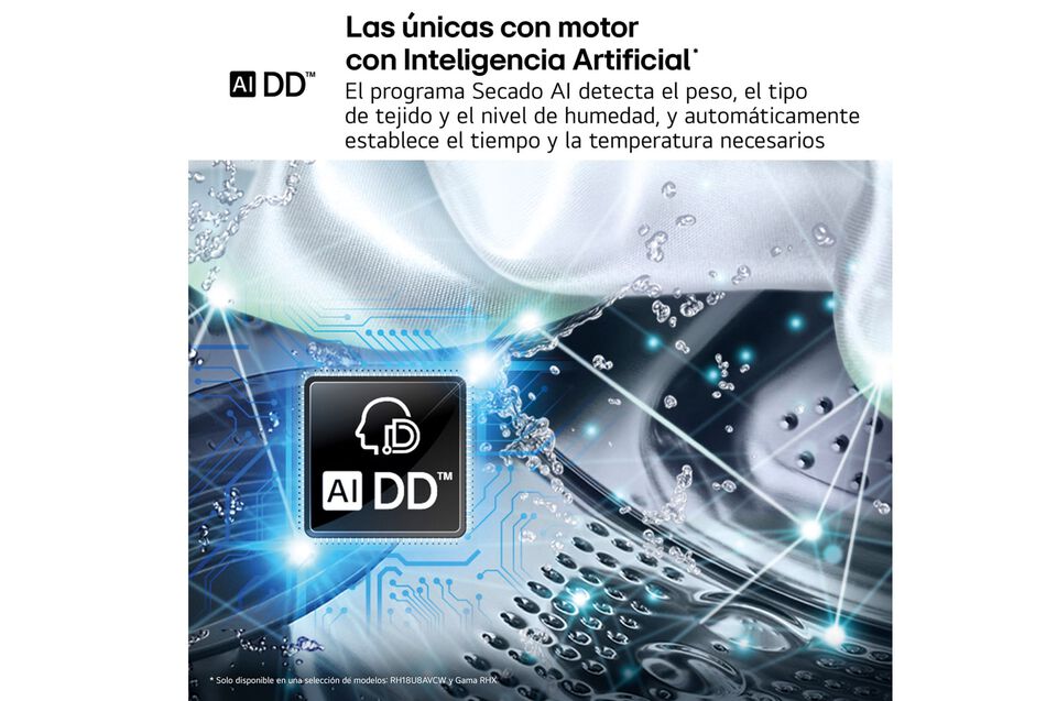 Secadora LG 18 kg con bomba de calor Dual Inverter, AI Dry&trade;, Wi‑Fi y funciones avanzadas