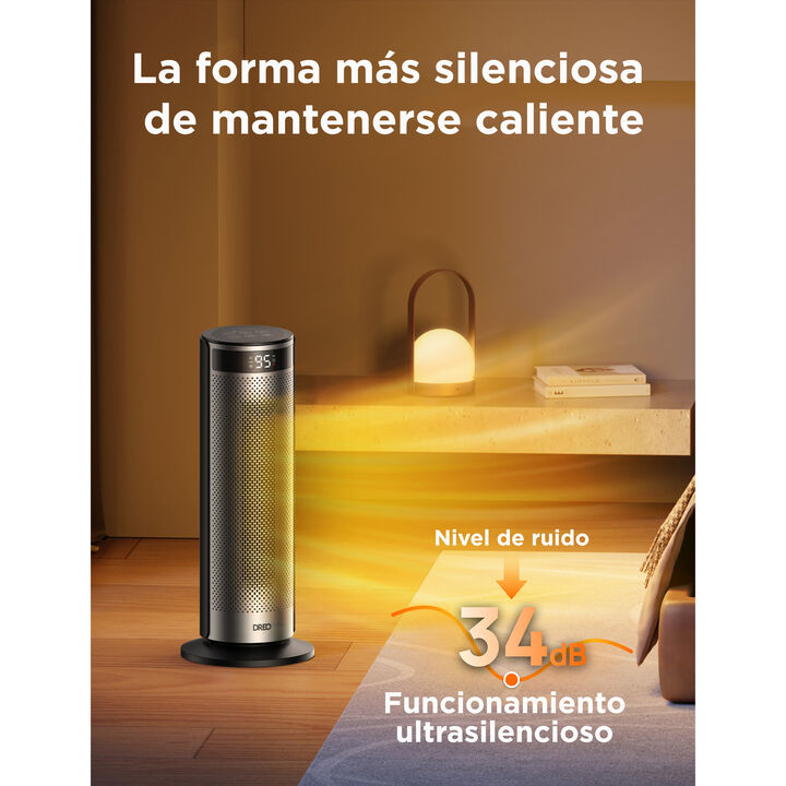 Con este calentador Dreo que se adapta a todas partes podr&aacute;s mantener un control de la temperatura id&oacute;neo para el hogar. Funciona de forma segura y podr&aacute;s disponer de una tranquilidad acogedora ya que podr&aacute;s tener silencio y calor y no escoger entre una o la otra.