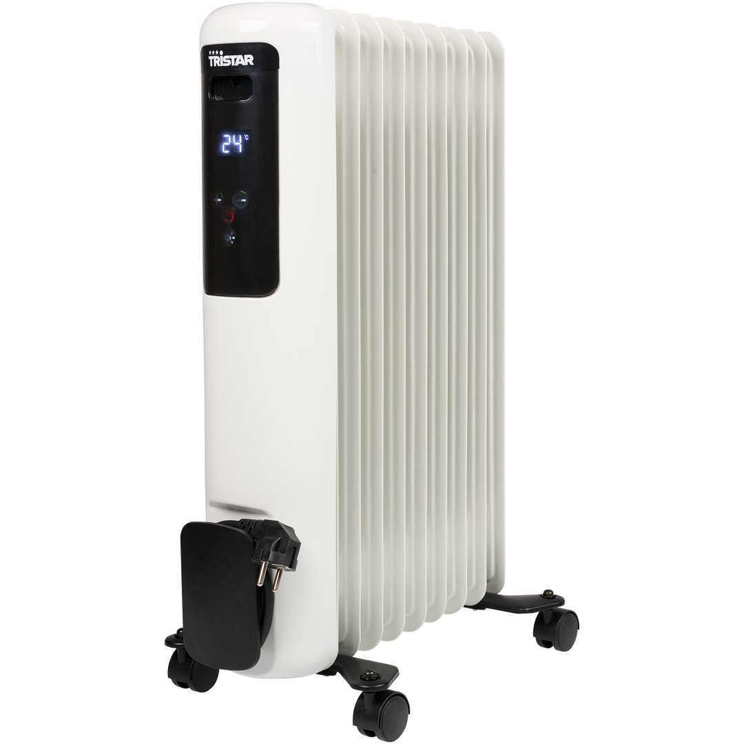 El radiador de aceite Tristar KA-5189 es una soluci&oacute;n de calefacci&oacute;n vers&aacute;til y eficiente para tu hogar. Con 9 aletas y una gama de ajustes de calor que van desde 800 a 1200 a 2000 vatios, este radiador asegura un calor personalizado que se adapta a tus necesidades. Equipado con un termostato ajustable, te permite mantener la temperatura deseada sin esfuerzo. La seguridad es una prioridad, ya que este dispositivo cuenta con protecci&oacute;n contra sobrecalentamiento y antivuelco, brind&aacute;ndote tranquilidad mientras mantiene tu espacio acogedor. Experimenta la comodidad ininterrumpida, ya que este radiador funciona en silencio, proporcionando un calor constante sin ning&uacute;n ruido molesto.