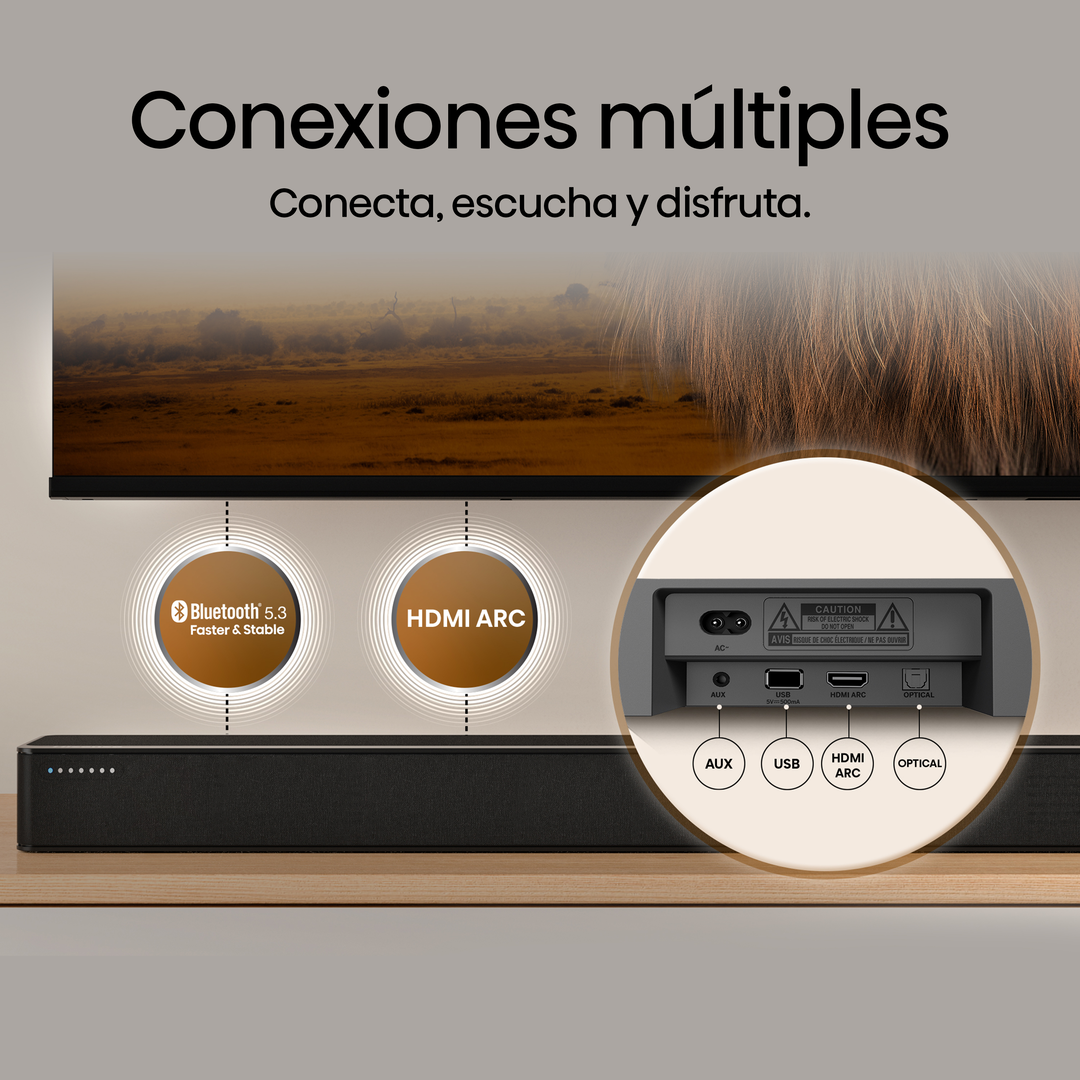 HS2100 Barra de Sonido 2.1 con Dolby Audio y DTS Virtual