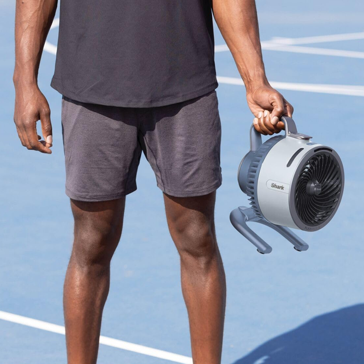 Ventilador inalambrico azul con nebulizador