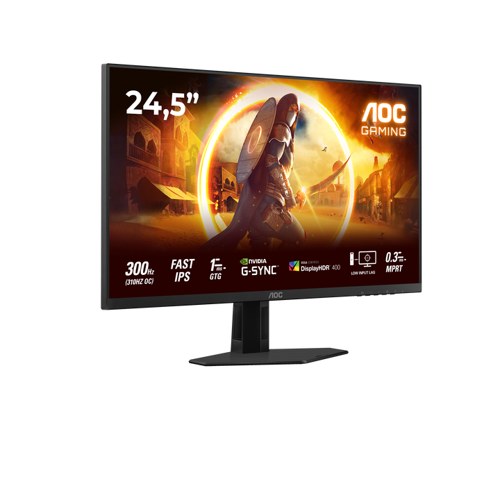 AOC 25G4SRE Monitor 25" FHD, 300Hz, Fast IPS, 0.3ms MPRT, HDR10, Adaptive Sync, Altura ajustable (1920x1080, 2x HDMI 2.1, 1x DP 1.4), Negro