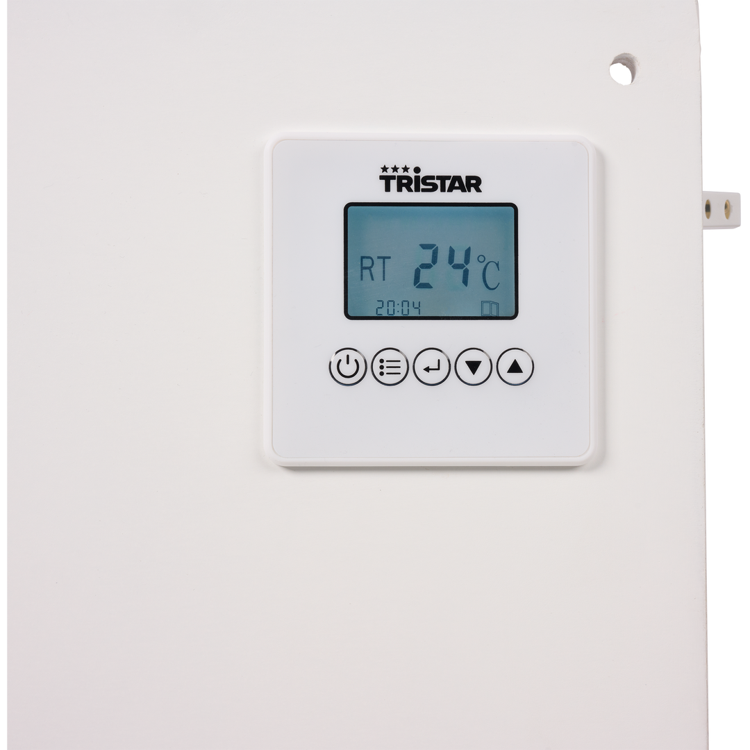 Experimenta la máxima comodidad y control con el Tristar KA-5094 Infrared Panel Heater, que cuenta con una forma eficiente de calentar. Con su termostato ajustable, función de temporizador y pantalla LCD, este calentador ofrece calor personalizable y controles fáciles de usar. Ya sea que desees calentar una habitación pequeña o crear un ambiente acogedor en un espacio más grande, este calentador infrarrojo es una elección perfecta. Su diseño elegante y tamaño compacto lo hacen adecuado para cualquier habitación, mientras que sus capacidades de calefacción potentes garantizan un calor rápido y eficiente. Experimenta los beneficios de la calefacción por infrarrojos con este innovador y fácil de usar panel calefactor.