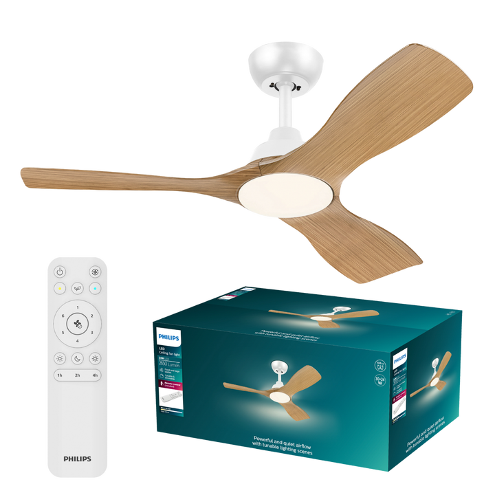 Ventilador de Techo Olas 42&Prime; DC Blanco Madera