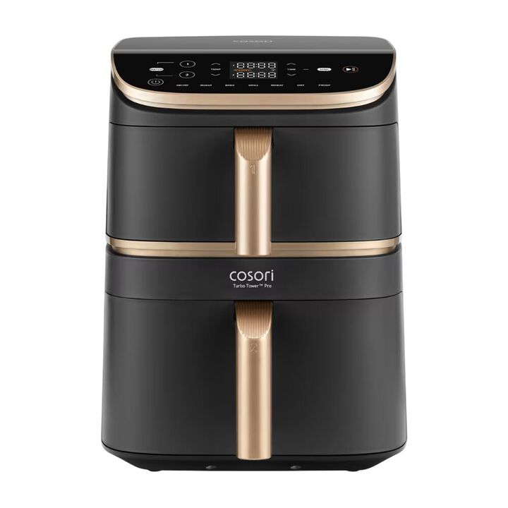 Descubre una nueva forma de cocinar con mayor capacidad y eficiencia en menos espacio. Con un total de 10.8L, distribuidos en 4.3L en la cesta superior y 6.5L en la inferior, esta innovadora freidora de aire Cosori Turbo Tower Pro Smart™ Chef Edition te permite preparar más alimentos sin ocupar más lugar en tu cocina