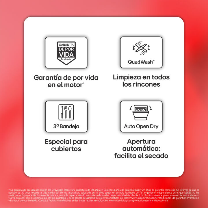 Lavavajillas integrable LG 14 cubiertos con TrueSteam, QuadWash y conectividad ThinQ