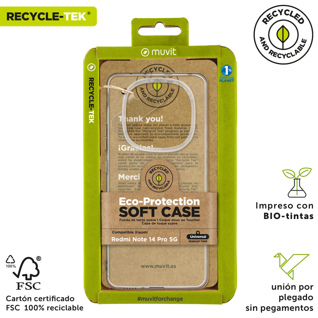 La protección del medio ambiente es, hoy en día, una preocupación en todo momento, junto a la preocupación de proteger nuestro Smartphone. Con las fundas recycletek de muvit for change, proponemos una gama de fundas reciclables, fabricadas con fundas usadas y viejas. Una manera responsable de proteger nuestro smartphone. Porque contribuir en la lucha contra la contaminación y proteger nuestro eco sistema, debe formar parte de nuestros gestos cotidianos.