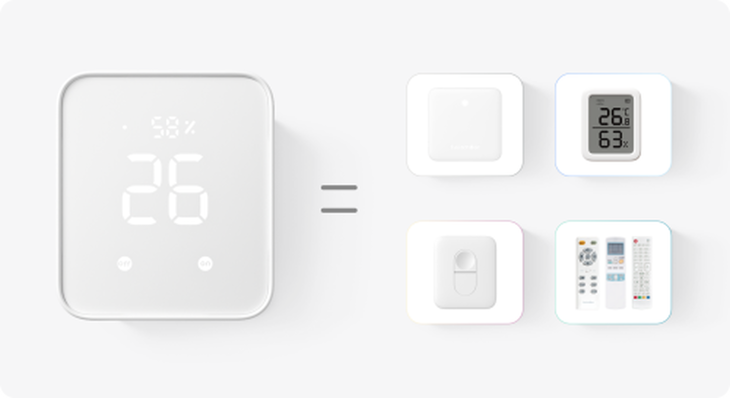 SwitchBot Termómetro Higrómetro
Sensor Bluetooth de temperatura (±0,2 °C) y humedad (±2 % HR) con pantalla LCD de 3", control por app, alertas y almacenamiento de datos hasta 2 años. Exporta datos en CSV y permite montaje en pared, superficie magnética o mesa.
SwitchBot Hub 2 Termómetro e higrómetro WiFi con sensor de luz y alta precisión. Controla temperatura, humedad y luz desde la app, consolida mandos a distancia IR y permite automatizaciones con Alexa, Google Home, Apple Home y Matter. Incluye 2 botones inteligentes para control rápido.