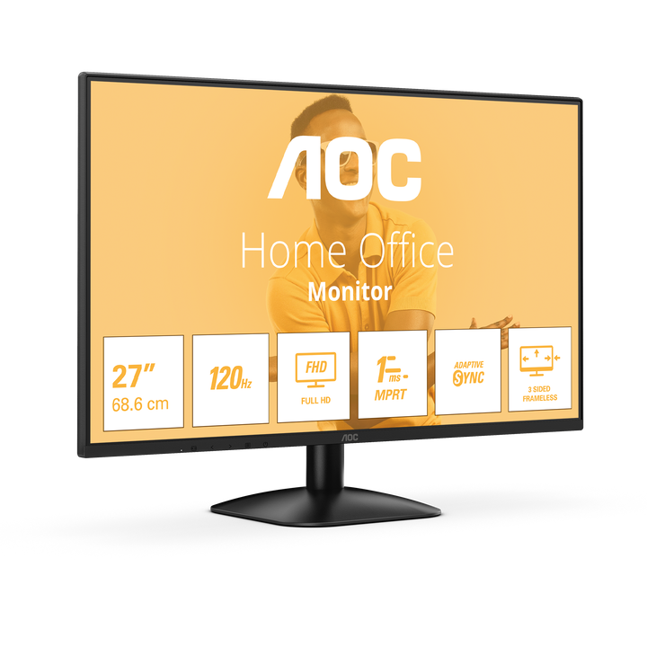 AOC 27B31H Monitor 27" FHD, 120Hz, IPS, 1ms MPRT, Adaptive Sync. (1920x1080, 1x HDMI 1.4), Negro