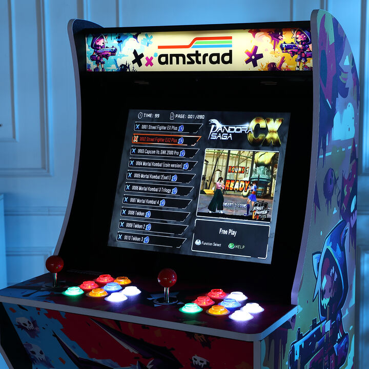 <!DOCTYPE html>
<html lang="es">
<head>
    <meta charset="UTF-8">
    <title>Caracter&iacute;sticas</title>
</head>
<body>

    <ul>
        <li>Contains more than 2800 games</li>
        <li>19" / 48cm screen</li>
        <li>2 players / 6 backlit buttons per player</li>
        <li>Integrated speakers 2 x 20w</li>
        <li>CPU: Quadruple core, CORTEX-A7 1.2 Ghz</li>
        <li>GPU: MALI400MP2@600MHZ</li>
        <li>Memory: DDR3/1866 512MB</li>
        <li>Integrated storage system: Micro SD 32GB</li>
        <li>2 joysticks</li>
        <li>4 control buttons (credit, start, pause, start)</li>
        <li>Wooden structure</li>
        <li>Menu language: English</li>
        <li>Search menu</li>
        <li>220v power supply</li>
    </ul>

</body>
</html>