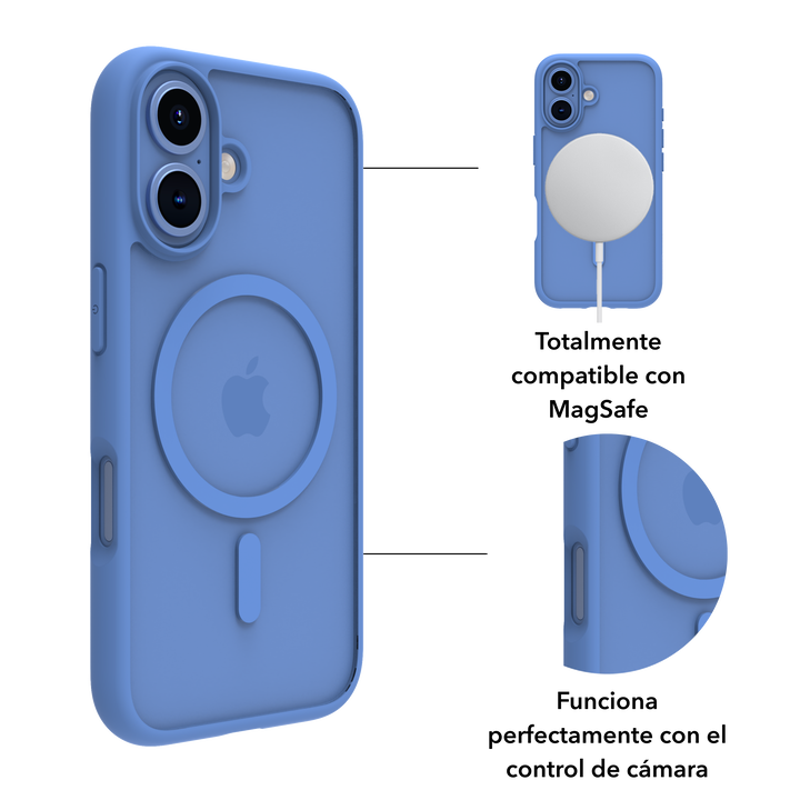 Funda iPhone 16 Azul MS + ECO PROTECTOR+ cargador 45W (carga r&aacute;pida)