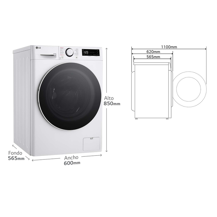 Lava-secadora 10 kg/6 kg con AI DD&trade;, TurboWash 360&deg;, Steam&trade;, 6 Motion y panel LED.