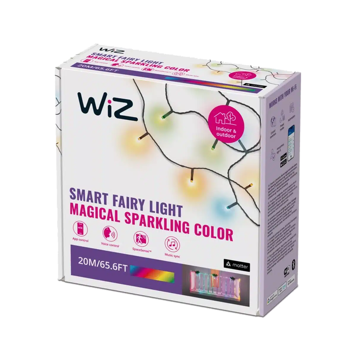 Guirnalda Navidad Para Exterior IP44 White Ambiance & Color WiZ.

LED integrado.

Controlable  por Wifi & Altavoces Inteligentes.

Las divertidas, fant&aacute;sticas y a todo color luces de hadas WiZ aportan magia a tus vacaciones, fiestas, reuniones &iacute;ntimas, as&iacute; como buenas vibraciones. Envuelve estas tiras de 160 LED alrededor del &aacute;rbol de Navidad, la puerta principal en Halloween, la sala de juegos el s&aacute;bado por la noche, el jard&iacute;n para cenar al aire libre en esas c&aacute;lidas noches de verano, o alrededor del dormitorio o comedor cualquier d&iacute;a de la semana. Los modos de luz est&aacute;tica y din&aacute;mica deslumbran con m&aacute;s de 16 millones de colores disponibles y 8 zonas diferentes para que puedas dise&ntilde;ar la luz a tu gusto. Y como es WiZ, puedes controlar el brillo y el centelleante color de tus luces desde cualquier lugar mediante la aplicaci&oacute;n WiZ. Incluso puedes sincronizar tus luces de hadas con la m&uacute;sica para mayor diversi&oacute;n y festividad&hellip;