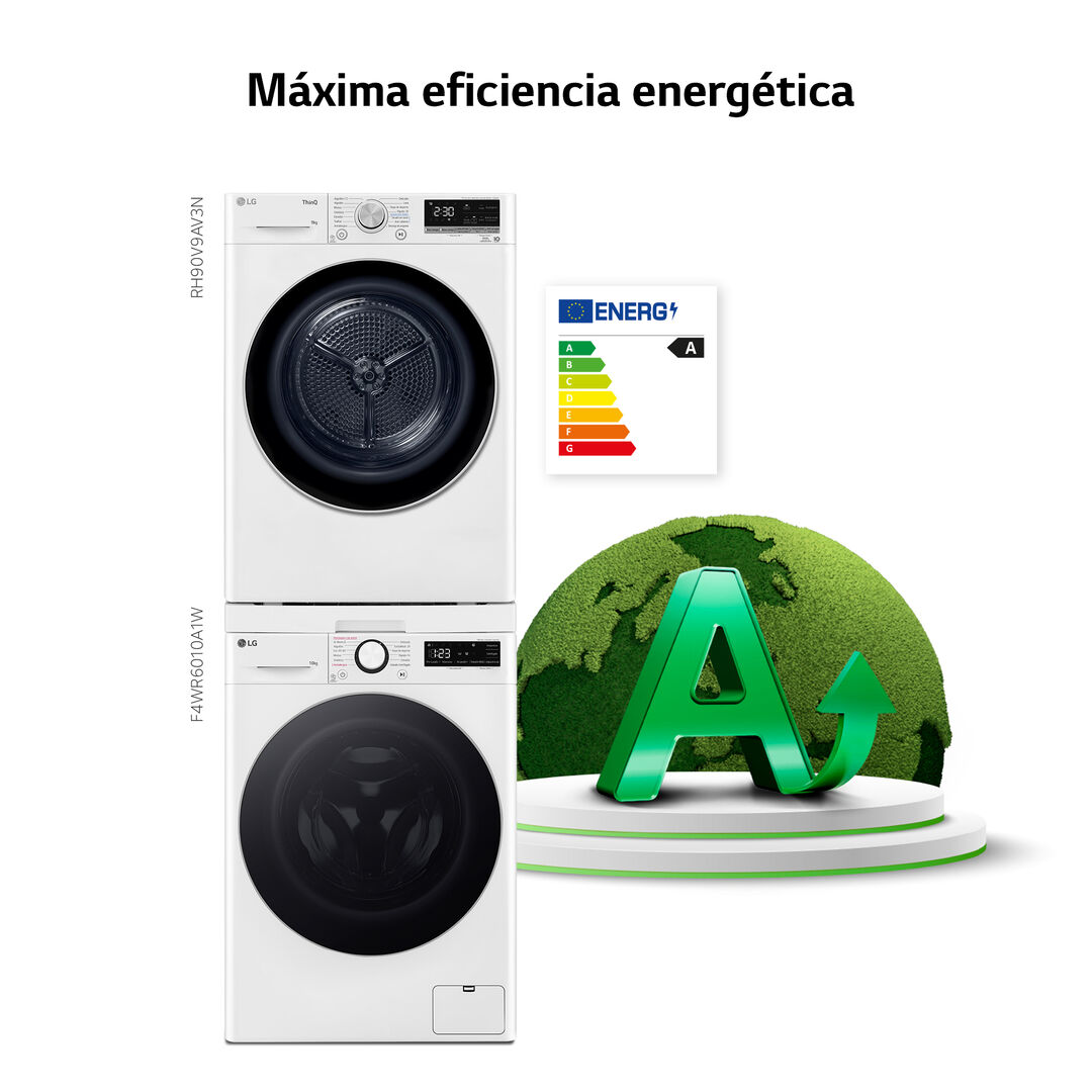 Torre LG 10/9 kg con AI Direct Drive y bomba de calor Dual Inverter