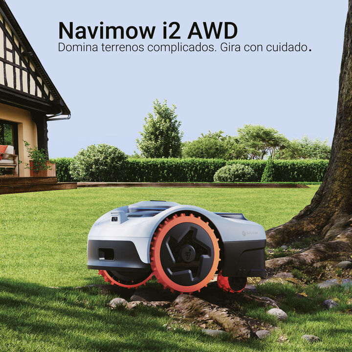 Navimow i2 AWD es el cortac&eacute;sped robot dise&ntilde;ado para ofrecer un rendimiento superior incluso en jardines exigentes. Su tracci&oacute;n integral AWD y el sistema XeroTurn le permiten superar pendientes de hasta el 45% y terrenos irregulares con total estabilidad, realizando giros suaves que protegen el c&eacute;sped y mejoran la eficiencia energ&eacute;tica.

Gracias a su tecnolog&iacute;a EFLS NRTK (RTK + visi&oacute;n), se instala sin cables ni antenas y garantiza una precisi&oacute;n centim&eacute;trica, incluso en zonas estrechas o con obst&aacute;culos. El mapeo autom&aacute;tico se realiza desde la app de forma r&aacute;pida y sencilla.

Incorpora VisionFence con inteligencia artificial, capaz de reconocer y evitar m&aacute;s de 150 tipos de obst&aacute;culos, incluidas mascotas, asegurando un corte continuo, seguro y uniforme. Adem&aacute;s, ajusta autom&aacute;ticamente el trabajo segn las condiciones meteorol&oacute;gicas, es silencioso (59 dB), resistente al agua (IP66) y compatible con Alexa y Google Home.

Navimow i2 AWD es la soluci&oacute;n inteligente para quienes buscan comodidad, precisi&oacute;n y un cuidado impecable del jard&iacute;n, sin esfuerzo.