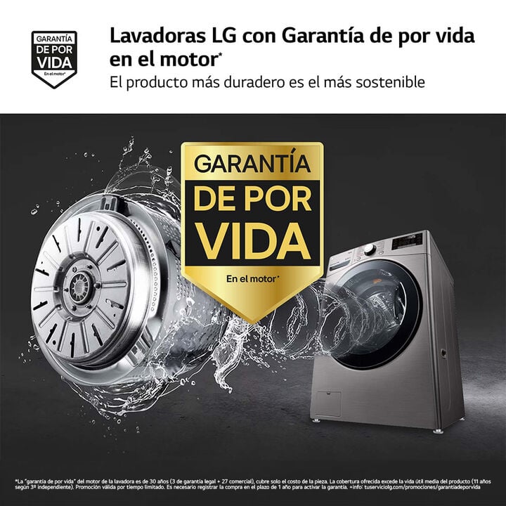 Lavadora LG 17 kg con Inverter Direct Drive, TrueSteam, TurboWash y fondo 77 cm