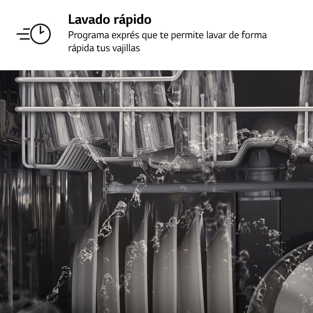 Lavavajillas LG 13 cubiertos con acero inoxidable, 8 programas y eficiencia E