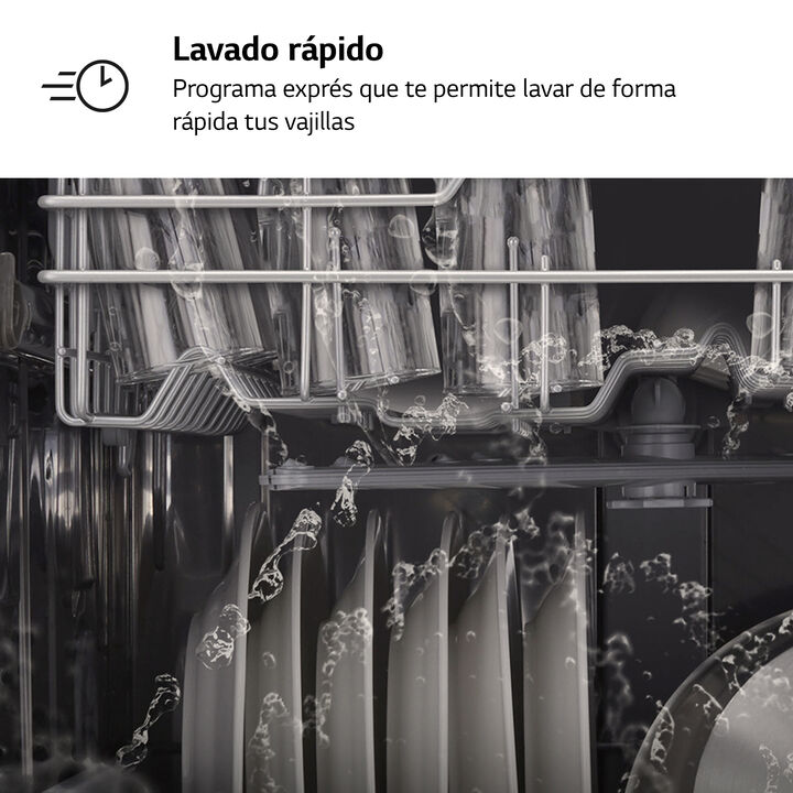 Lavavajillas LG 13 cubiertos con acero inoxidable, 8 programas y eficiencia E