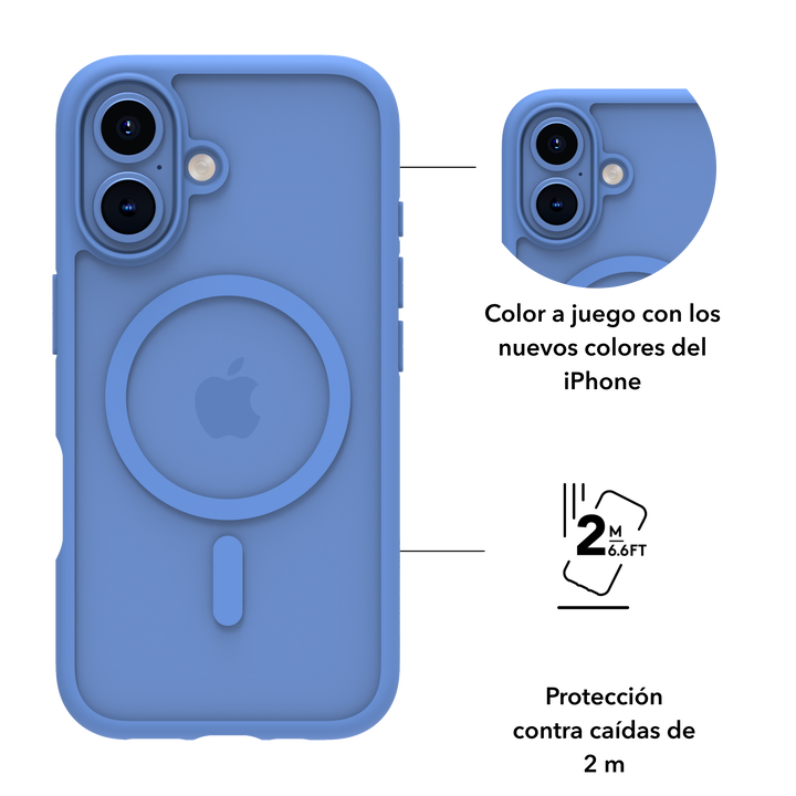 Funda iPhone 16 Indigo + Protector Ecoshield