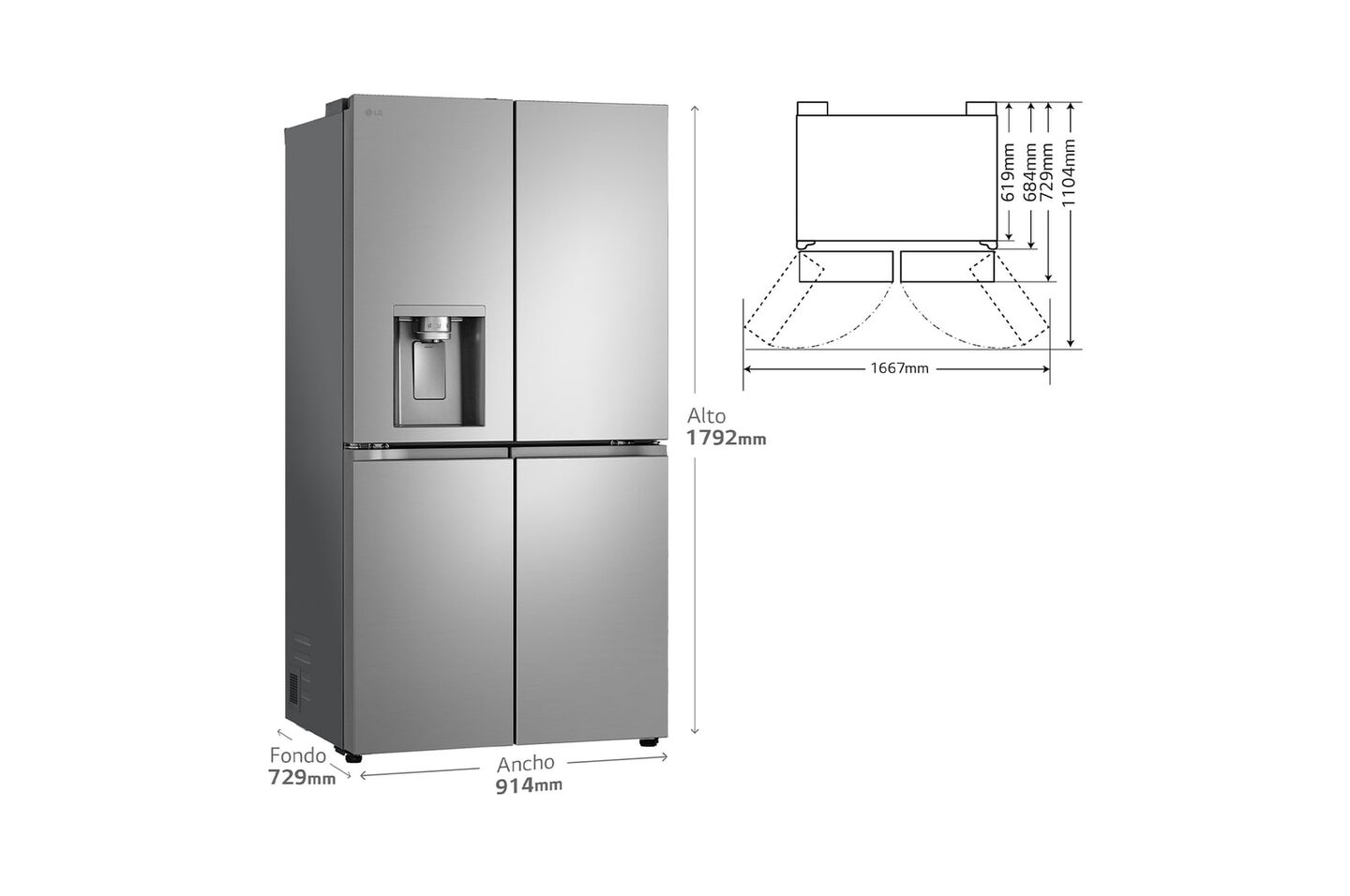 Frigor&iacute;fico Side by Side GML960PYBE  641L  Inox