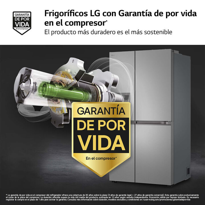 Frigor&iacute;fico Side by Side 641 L, inox antihuellas, con DoorCooling+, LINEARCooling y dispensador de agua y hielo.
