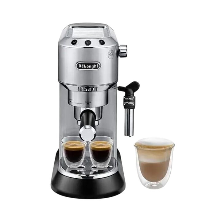 Cafetera espresso manual de bomba con sistema cappuccino y tecnología Thermoblock, que mantiene el agua a temperatura exacta