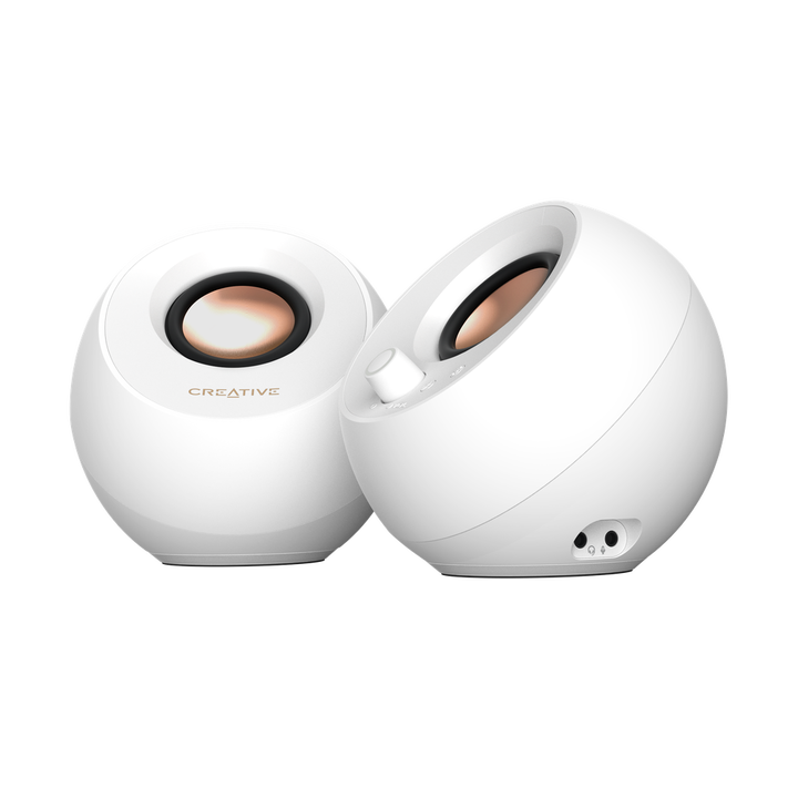 Altavoces blancos minimalistas 2.0 USB-C para ordenador con Bluetooth&reg;5.3 e iluminaci&oacute;n RGB personalizable