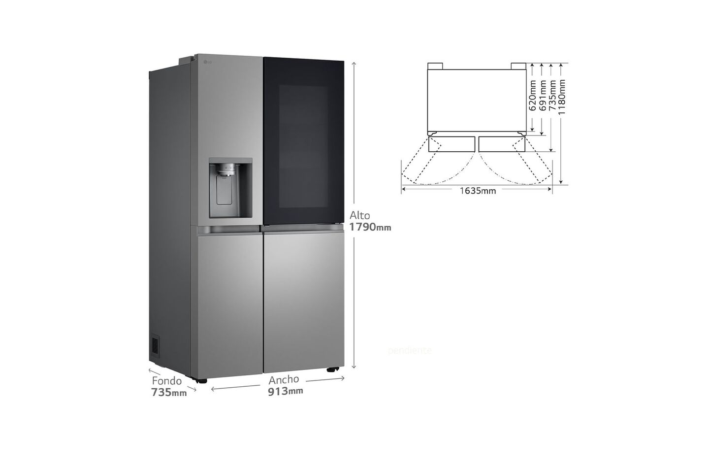 Frigor&iacute;fico Side by Side 628 L con InstaView, DoorCooling+, LINEARCooling y dispensador agua/hielo.