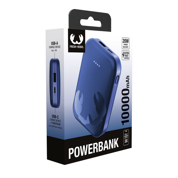 Powerbank 10000 mAh
Batería recargable de bolsillo
Mantén tus dispositivos cargados y tu estilo a punto. El Powerbank de 10000 mAh es lo suficientemente delgada como para caber en cualquier bolsillo, proporcionando la máxima potencia para cuando estás en movimiento. Carga tu teléfono hasta 3 veces y disfruta de velocidades de carga 2,5 veces más rápidas con Power Delivery de 20 W.
 Carga ultrarrápida con Power Delivery de 20 W
 Carga hasta el 50 % en 30 minutos
 Aprobado por aerolíneas
 Carga tu teléfono hasta 3 veces
