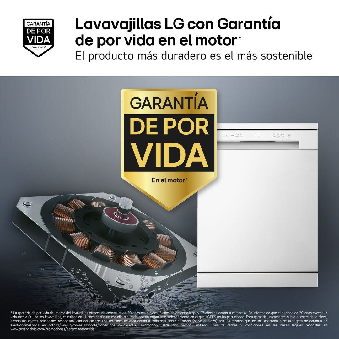 Lavavajillas 14 servicios con QuadWash, motor Direct Drive y Wi-Fi ThinQ.