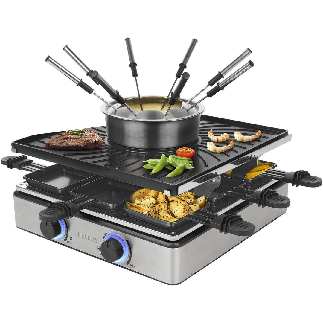 Raclette y Fondue inoxidable 5 en 1