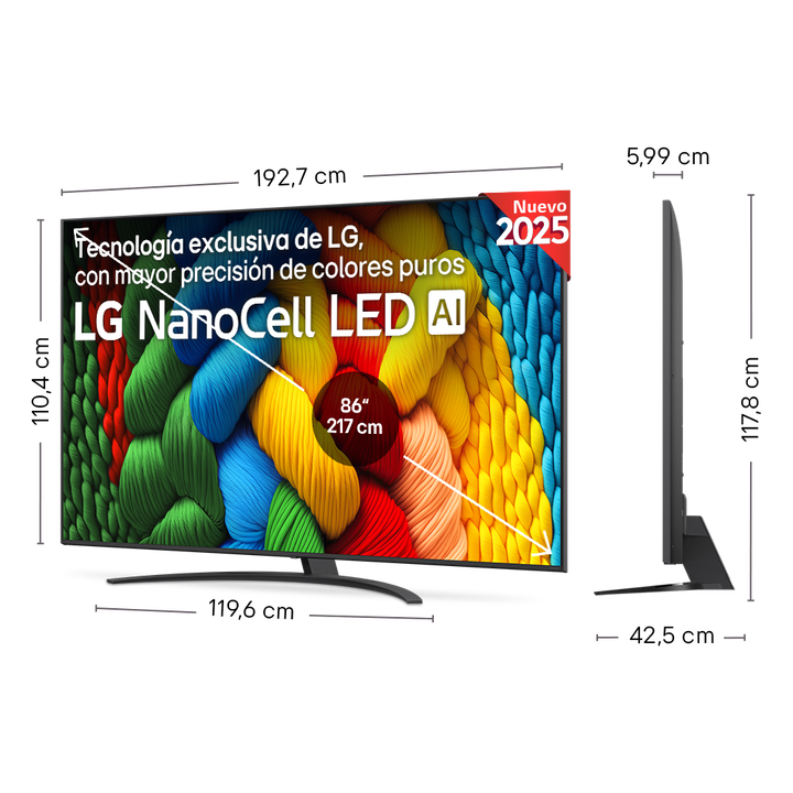 Smart TV LG NanoCell AI NANO81 86 pulgadas 4K 2025