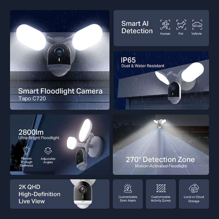 C&aacute;mara de Vigilancia para Exteriores con Foco Ultrabrillante, Vista 2K y Detecci&oacute;n por IA