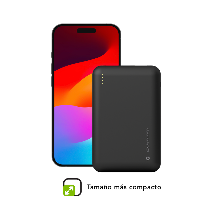 Power Bank Eco MAgsafe inal&aacute;mbrica de 10.000 Mah Fabricado con materiales pl&aacute;stico reciclado y recicables. 100% GRS certificado. Incorpora tambien un LED indicando si es necesario recargarla. Tambien cable USB C de carga.