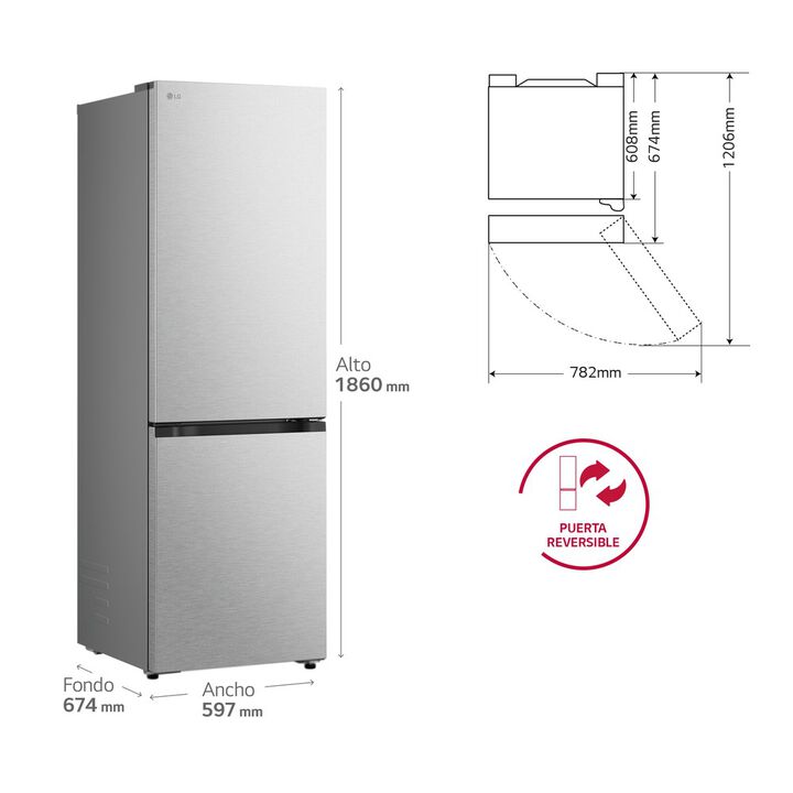 LG Frigor&iacute;fico Combi 1,86m 375l Acero GBBS716BMB