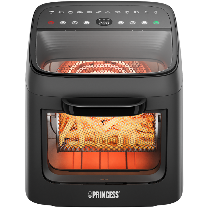 Presentamos la Princess Airfryer Oven Vision, un electrodom&eacute;stico de cocina vers&aacute;til que combina la funcionalidad de una freidora de aire y un horno en una unidad conveniente. Con una generosa capacidad de 12.6 L y un potente motor de 1800 W, este dispositivo multifuncional ofrece infinitas
