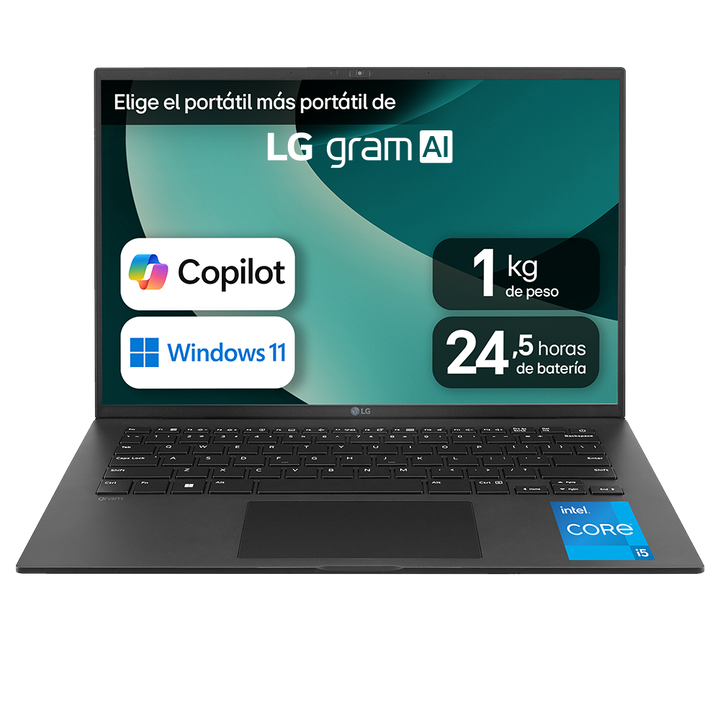 Port&aacute;til 14" LG gram - 14Z90RU, Windows 11, Intel&reg; Core&trade; i5, 16 GB RAM, 512 GB SSD, Panel IPS WUXGA (1920x1200), Ligero 1 kg, 24,5 Horas de bater&iacute;a, Negro
