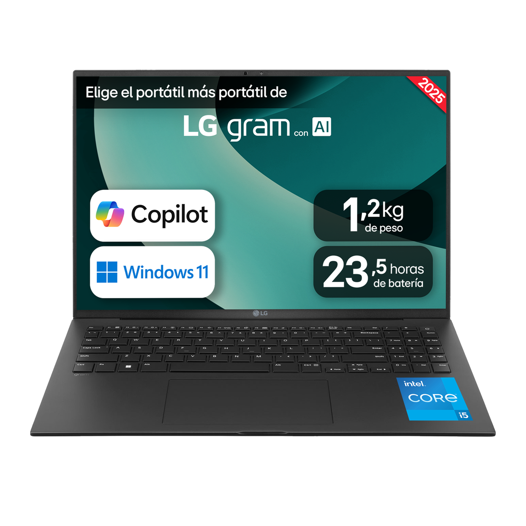 Port&aacute;til de 16" LG gram 16Z90RU, Windows 11, Intel&reg; Core&trade; i5, 16 GB RAM , 1TB SSD, Intel&reg; Iris XE Graphics , Pantalla IPS WQXGA, 1,199g