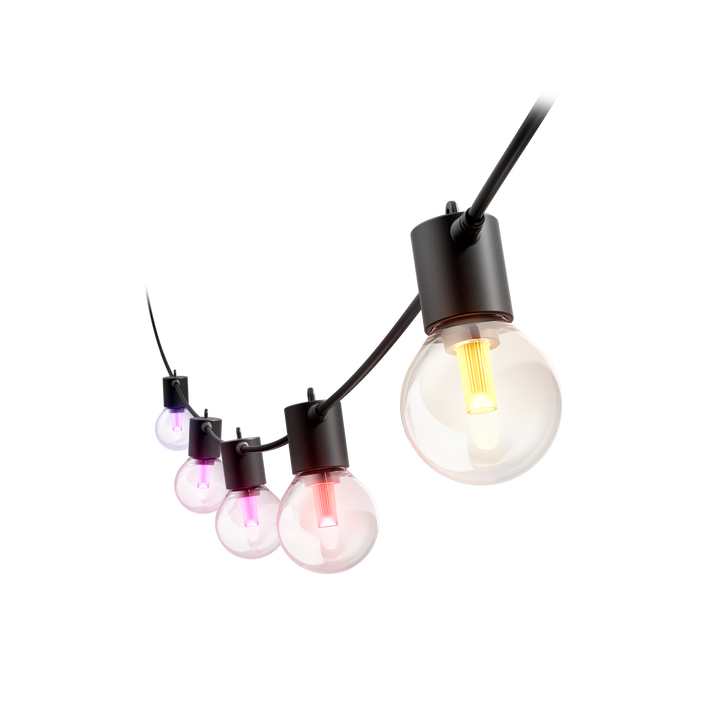 <p>Guirnalda Navidad Festavia Globe HUE Color Philips.</p>
<p>LED integrado.</p>
<p>Bridge NO&nbsp;incluido.</p>
<p>Dimmer Switch NO incluido.</p>
<p>Crea un ambiente acogedor o una atm&oacute;sfera festiva y colorida en tu patio, porche o cualquier espacio al aire libre. Esta guirnalda de luces con bombillas globo irrompibles emite una brillante luz blanca o de colores saturados, ya sea creando un degradado o reproduciendo efectos de iluminaci&oacute;n animados. El sistema de bajo voltaje seguro permite enchufarlas a una toma de corriente existente con la fuente de alimentaci&oacute;n incluida.</p>
<ul style="list-style-type: circle;">
<li><strong>Voltaje (V):&nbsp;</strong>24V</li>
<li><strong>Consumo (W):&nbsp;</strong>17,1W</li>
<li><strong>Horas duraci&oacute;n:&nbsp;</strong>25.000h</li>
<li class="product-specifications-v2__key col-4"><strong>Flujo luminoso(lm):</strong>&nbsp;1000 a 4000 K</li>
<li><strong>Di&aacute;metro (mm):&nbsp;</strong>58</li>
<li><strong>Largo (mm):&nbsp;</strong>14.000</li>
<li><strong>Interdistancia de luces LED (mm):</strong>&nbsp;700</li>
<li><strong>N&ordm; Bombillas:</strong>&nbsp;20</li>
<li><strong>Regulable:</strong>&nbsp;SI</li>
<li><strong>Cambio de Color (PowerLED):</strong>&nbsp;SI</li>
<li><strong>Grado Protecci&oacute;n (IP):</strong>&nbsp;65</li>
<li><strong>Bridge incluido:</strong>&nbsp;NO</li>
</ul>