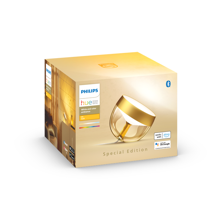 <p>L&aacute;mpara de Sobremesa HUE Iris.</p>
<p>LED integrado RGB.</p>
<p>Bombilla incluida.</p>
<p>Bridge NO incluido.</p>
<p>Define el ambiente que quieras en cualquier habitaci&oacute;n de tu hogar con la elegante l&aacute;mpara Philips Hue Iris en color blanco. La l&aacute;mpara Iris, con una luz que inunda la pared con color y ofrece una suave retroiluminaci&oacute;n, aporta un efecto sofisticado y &uacute;nico. A&ntilde;ade un Philips Hue Bridge para disfrutar de toda una variedad de funciones de iluminaci&oacute;n inteligente.</p>
<ul style="list-style-type: circle;">
<li><strong>Bombillas Compatibles:&nbsp;</strong>LED Integrado.</li>
<li><strong>Casquillo:&nbsp;</strong>Integrado</li>
<li><strong>Bombilla incluida:&nbsp;</strong>SI</li>
<li><strong>N&ordm; Bombillas:</strong>&nbsp;1 x 10w</li>
<li><strong>Regulable:</strong>&nbsp;SI</li>
<li><strong>Cambio de Color (PowerLED):</strong>&nbsp;SI</li>
<li><strong>Bridge incluido:</strong>&nbsp;NO</li>
<li><strong>Di&aacute;metro (mm):&nbsp;</strong>222</li>
<li><strong>Altura (mm):&nbsp;</strong>165</li>
<li><strong>Ancho (mm):</strong>&nbsp;150</li>
<li><strong>Material:&nbsp;</strong>Sint&eacute;tico</li>
<li><strong>Color:</strong>&nbsp;Claro</li>
<li><strong>Protecci&oacute;n IP:</strong>&nbsp;IP20</li>
<li><strong>Disponible en otros colores:</strong>&nbsp;NO</li>
</ul>