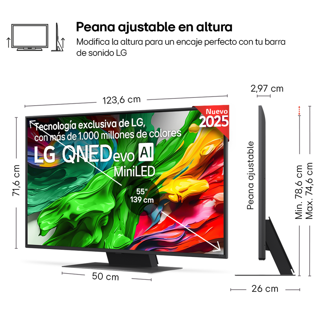Smart TV LG QNED evo AI QNED86 55 pulgadas MiniLED 4K 2025