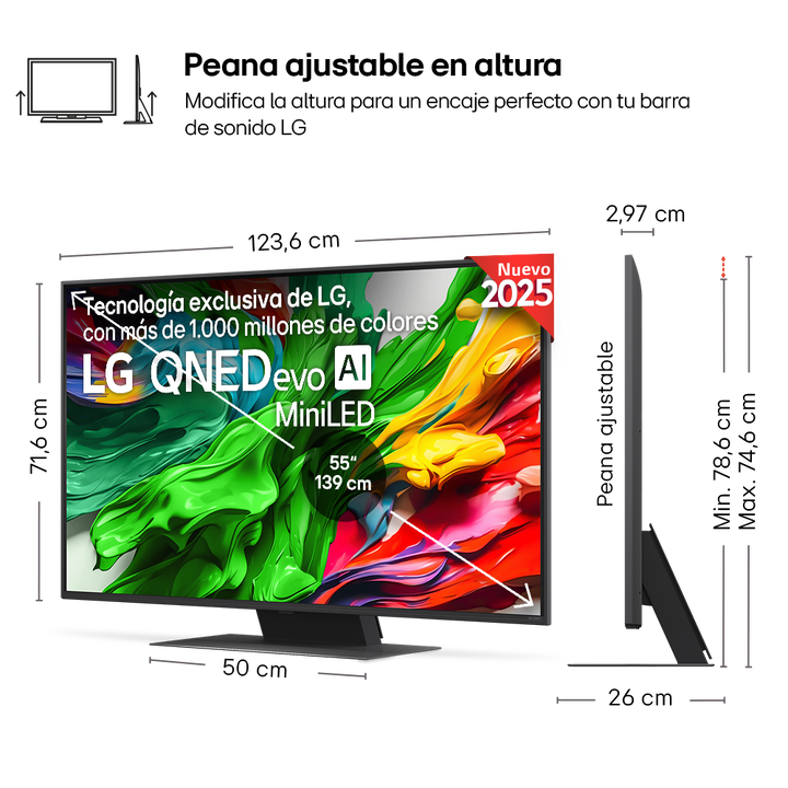 Smart TV LG QNED evo AI QNED86 55 pulgadas MiniLED 4K 2025
