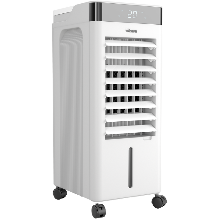 Presentamos el enfriador de aire Tristar AT-5457, una soluci&oacute;n de enfriamiento vers&aacute;til y eficiente para tu hogar. Este enfriador de aire port&aacute;til cuenta con un tanque de agua de 7L y control remoto para mayor comodidad. Con 3 ajustes ajustables y ruedas giratorias f&aacute;ciles de mover, este electrodom&eacute;stico compacto y ligero es perfecto para cualquier habitaci&oacute;n.