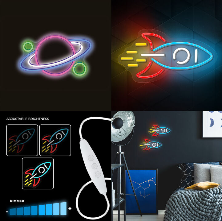 Las luces de neón PLEXI LED de Forever Light ofrecen una iluminación moderna que añadirá un efecto nico y colorido. Nuestro regulador de intensidad le permite ajustar el brillo del neón para adaptar la luz a sus necesidades. Su luz atmosférica es ideal para la decoración. Son prácticos y versátiles, tienen un soporte para colgar en la pared que facilita su colocación en cualquier lugar. Se alimentan a través de un puerto USB. Las luces de neón LED PLEXI de Forever Light están disponibles en varios diseños y colores.