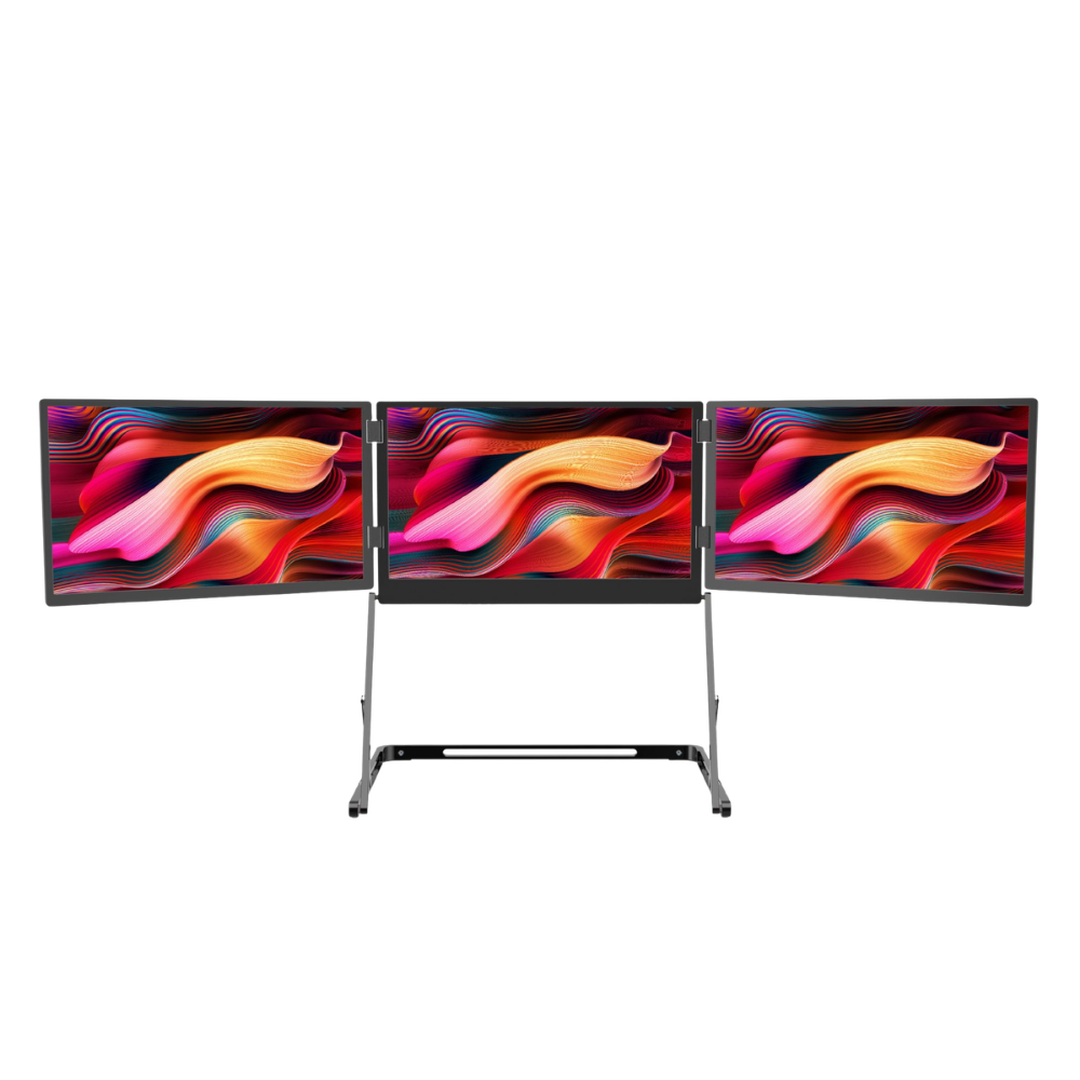 Monitor triple plegable para port&aacute;til 15,6"