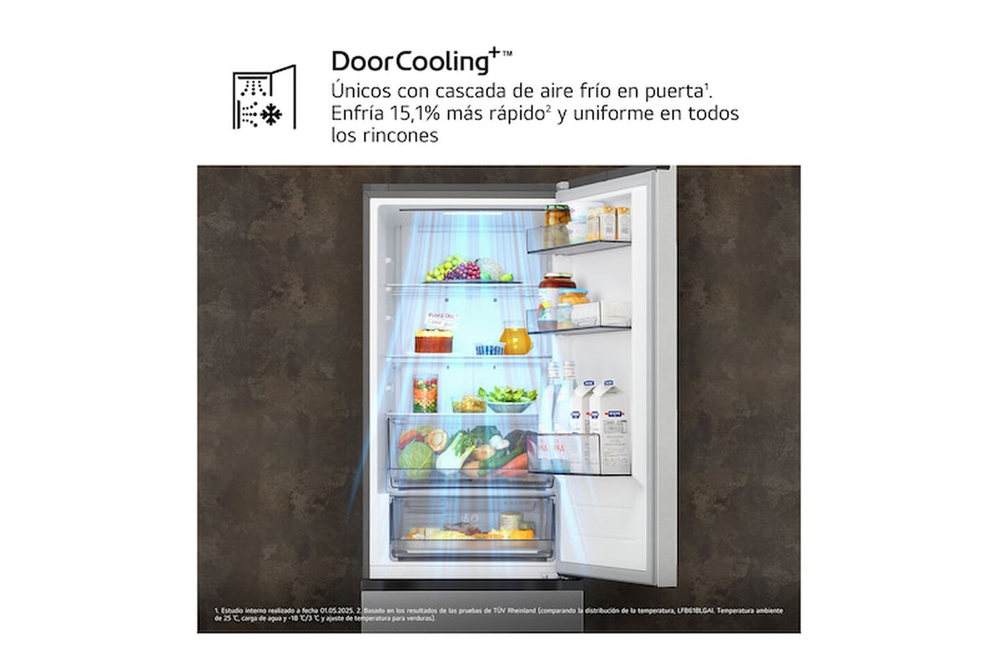 Frigor&iacute;fico Combi LG GBBSJ10EPY, 341L, No Frost, DoorCooling+, Inox antihuellas, Clase E
